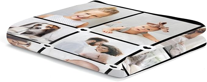 Printwoo Custom Blanket with Photos, Personalized Photo Blankets Using My Own Photos, Customized Blankets with Pictures, Personalized Gifts for Women Men Baby Child