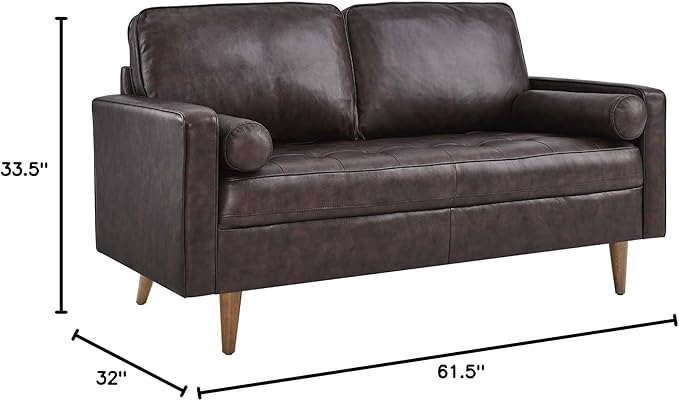Modway EEI-5870-BRN Valour Leather Loveseat, Brown