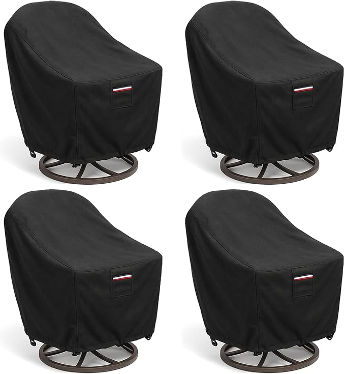 Outdoor Patio Chair Covers, Heavy Duty 600D Oxford Fabric, Weather Resistant Waterproof Furniture Protectors, Black, 30x34x36 Inches, 4-Pack by Unknown