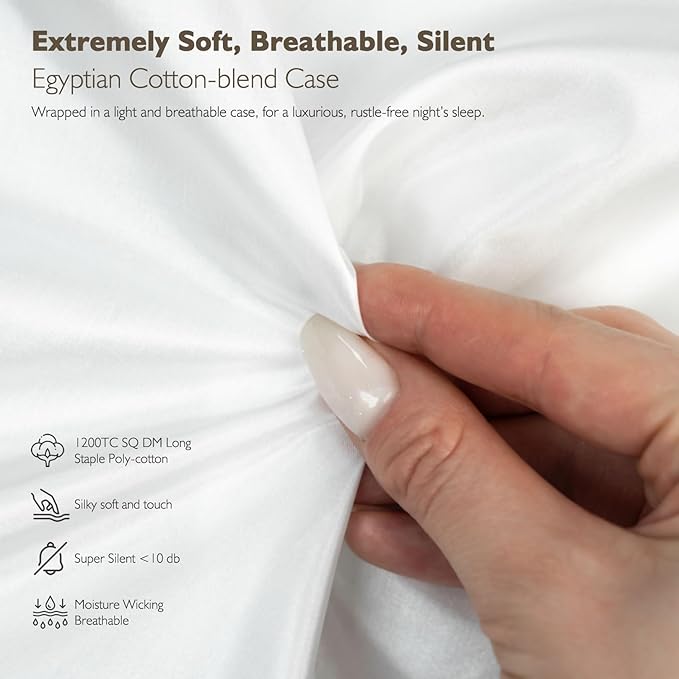 Cobnom® Hotel Luxury Feather Down Comforter California King, Medium Warm All Season Duvet Insert, Silky Soft Egyptian Cotton Blend Cover, Ethically Sourced Feather Down Filled, 104x96 Inch, White