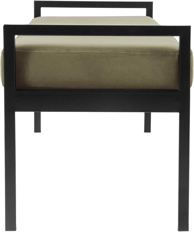HomePop Modern Velvet Metal Bench| Modern Bench with Metal Leg | Bench for Living Room & Bedroom | Decorative Home Furniture - Light Sage Green Velvet - Image 11