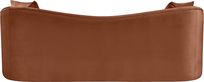 Meridian Furniture 44052Cognac-S Destin Collection Modern | Contemporary Sofa with Ultra Luxe Cognac 460 GSM Velvet, Rich Curves, 91" W x 34.5" D x 31" H, Cognac