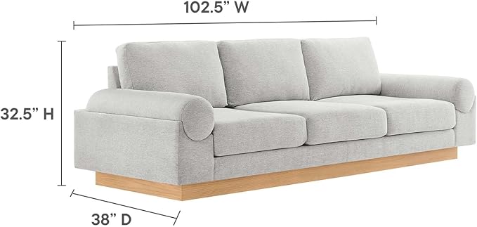Modway EEI-6401-LGR Oasis Upholstered Fabric Sofa, Light Gray