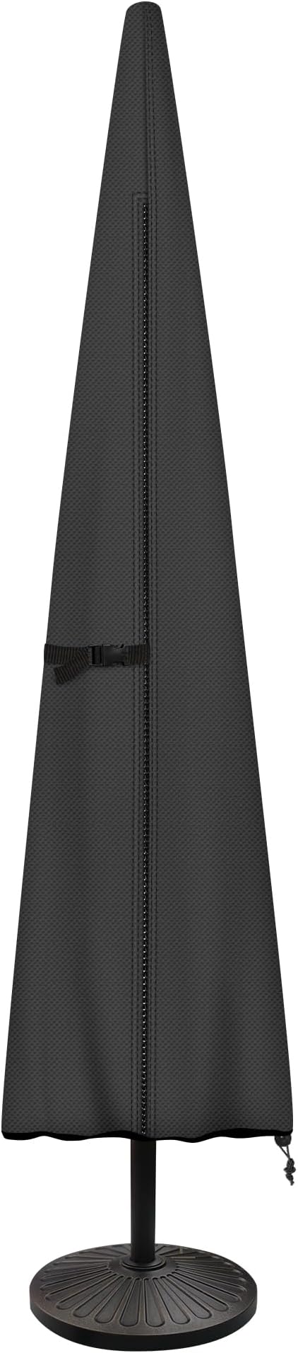 ULTCOVER Patio Parasol 600D Waterproof Outdoor Market Umbrella Cover - Fits Market Umbrella Up to 12 Feet, Black by ULTCOVER