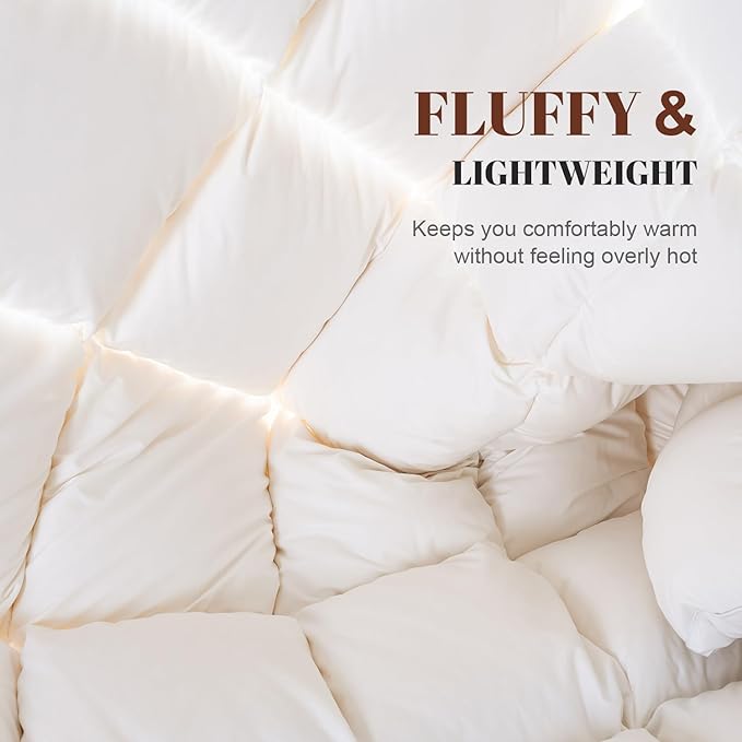 WhatsBedding Feather Comforter,Filled with Feather and Down Fiber, White Twin Size All Season Duvet Insert, Luxurious Hotel Bed Comforter,100% Cotton Cover, Medium Warmth with Corner Tabs,68x90 Inch