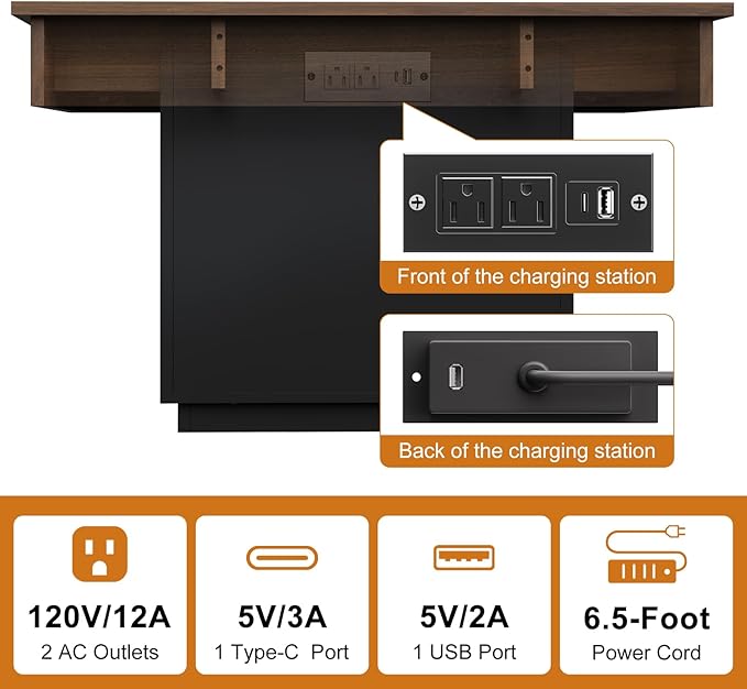 FABATO Lift Top Coffee Table with LED Light and Charging Station, 31.5 Inch Square Coffee Table with Hidden Storage, Modern Farmhouse Center Table for Living Room, Reception Dinning Room,Black
