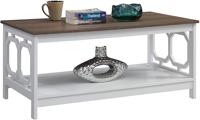 Convenience Concepts Omega Coffee Table, Driftwood Top / White Frame