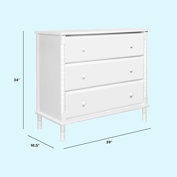 Davinci Jenny Lind Spindle 3-Drawer Dresser in White - Image 8