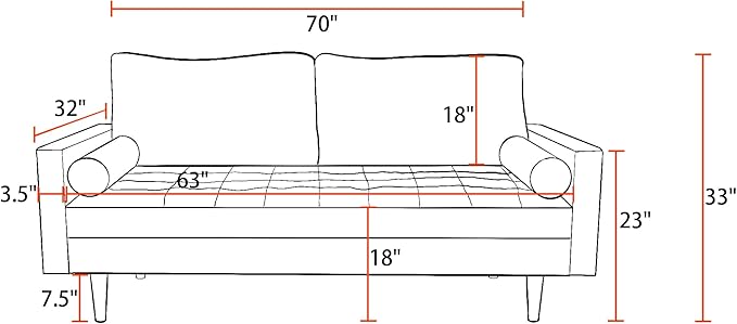 SILKIR 3-Person Sofa Couch for Living Room | Perfect for: Apartment/Studio/Office & Small Space | Poly Leather Fabric | Fast and Easy Assembly | (White) Modern Contemporary Mid-Century, Faux