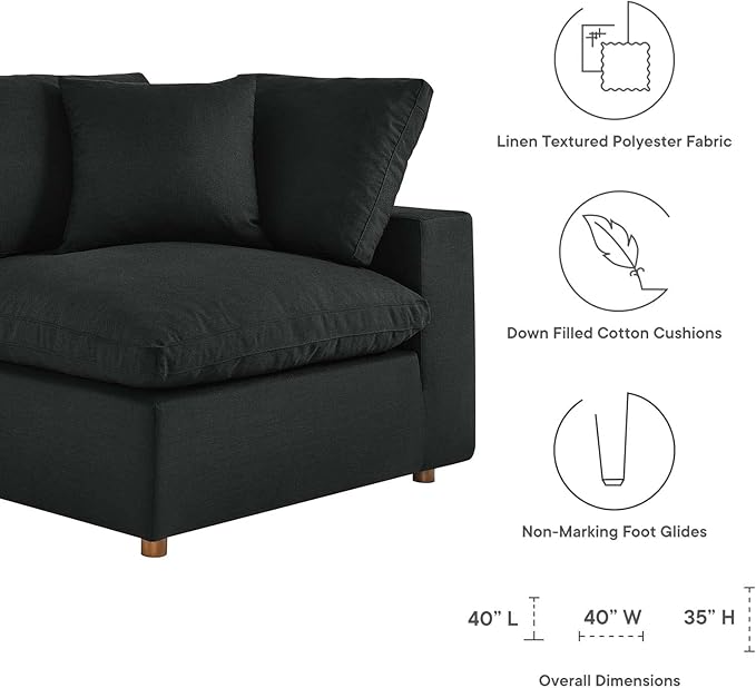 Modway Commix Down-Filled Overstuffed Upholstered 3-Seater Sofa
