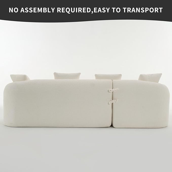 KEIKI L-Shaped Chenille Modular Sectional Couches with Chaise Lounge & 4 Pillows, 3 Seater Oversized Upholstered Luxury Plush Cloud Sofa for Living Room Apartment, Full Sponge Compression