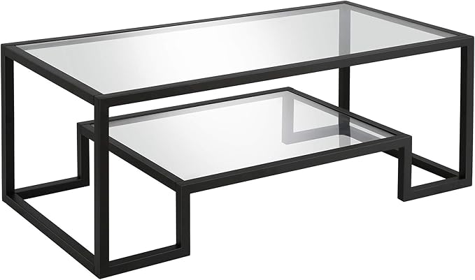 Henn&Hart 45" Wide Rectangular Coffee Table in Blackened Bronze, Modern coffee tables for living room, studio apartment essentials