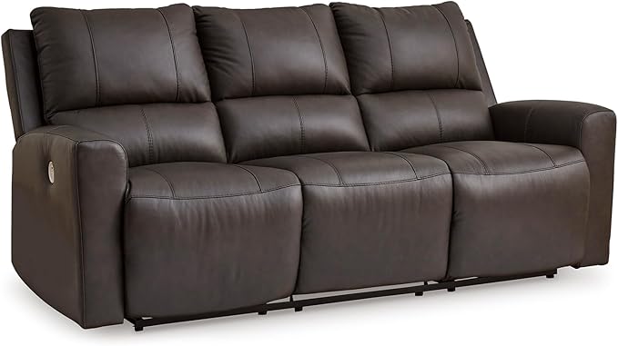 Signature Design by Ashley Boxmere Modern Leather Match Power Reclining Sofa with USB Ports, Dark Brown