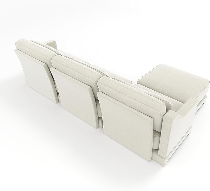 Ball & Cast 105.9” Modular Sectional Sofa, Comfy Cloud Couch with Lumbar Pillows and Ottoman, Deep Seat Chenille L Shaped Modular Sofa, Sectional Couches for Living Room, Bedroom and Apartment, Beige