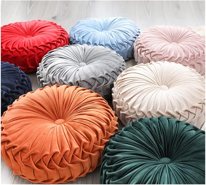 Baiyuruodie Round Velvet Pillow, Sofa Bed Bedroom Decorative Throw Pillow (38cm, Grey)