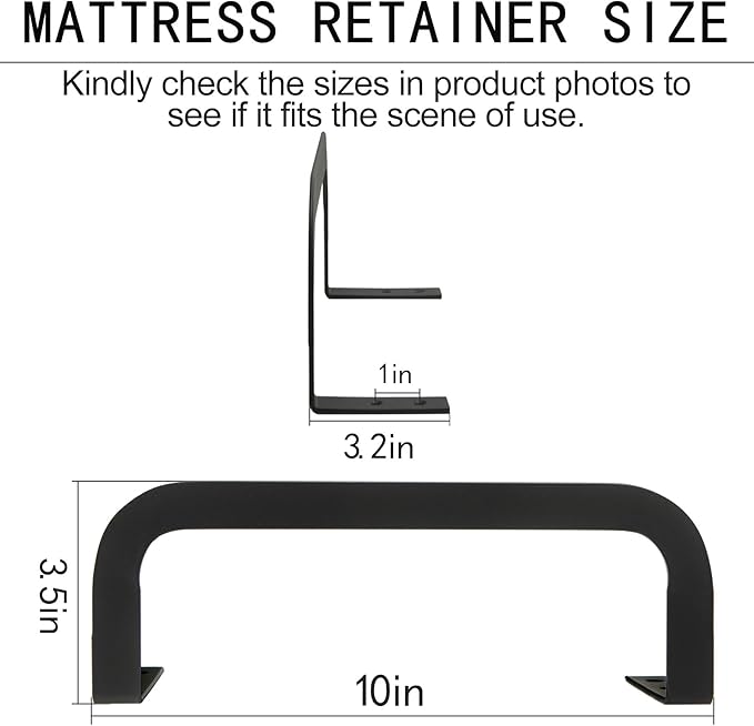 Mattress Retainer Bar Bracket Holder - 5pcs Keeps Mattress from Sliding on Platform, Adjustable Beds & RVs