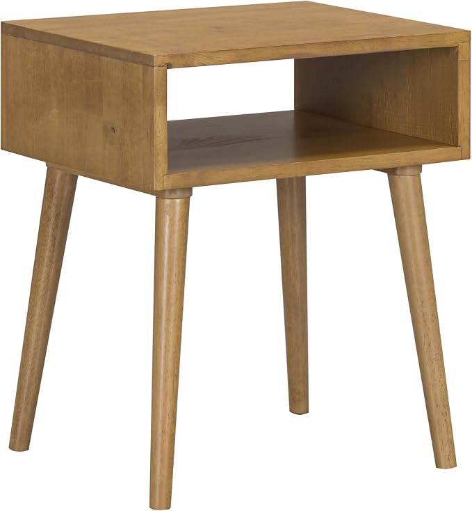 NTC Zoe Solid Wood Nightstand, Mid Century Modern Side Table Bedroom, Bedside Furniture, Night Stand, End Table, Easy Assembly - Teak Look by NTC