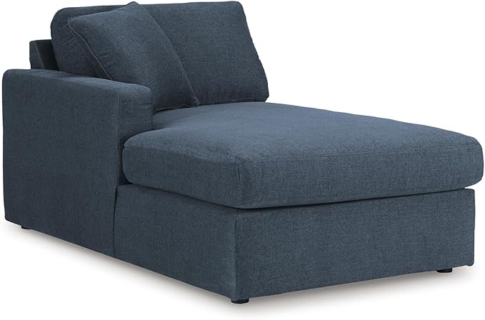 Signature Design by Ashley Modmax Stain Resistant Minimalist Modular Anti Sag Left-Arm Facing 4-Piece Sectional with Chaise, Loose Reversible Cushions and 2 Accent Pillows, Blue