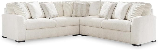 Signature Design by Ashley Chessington Modern L-Shaped Anti Sag 3-Piece Sectional with Reversible Seat Cushions and 9 Accent Pillows, White