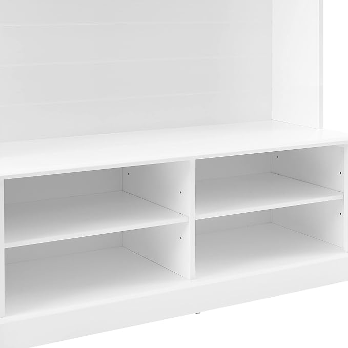 Crosley Furniture Bartlett Hall Tree with Shoe Rack Bench and Coat Hooks for Hanging, White - Image 8