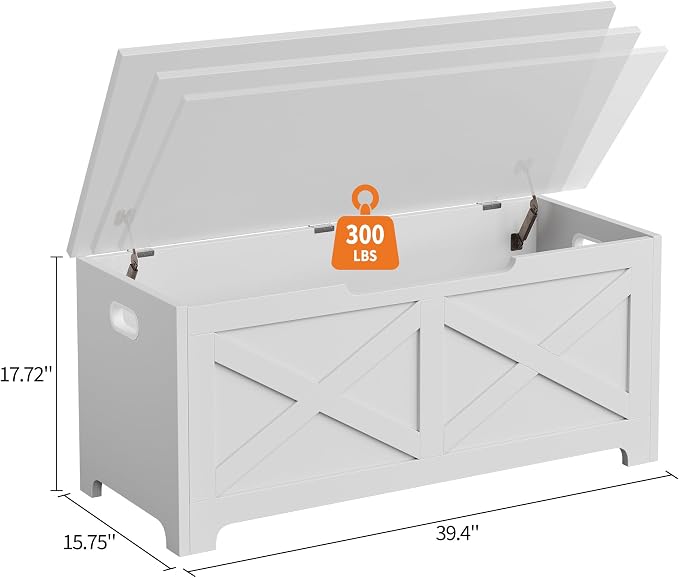 GAOMON Storage Chest, Wooden Storage Bench, Modern Style Lift-Top Shoes Bench with Safety Hinge for Entryway, Bedroom, Living Room, Supports 300 Lb and Easy Assembly - Image 2