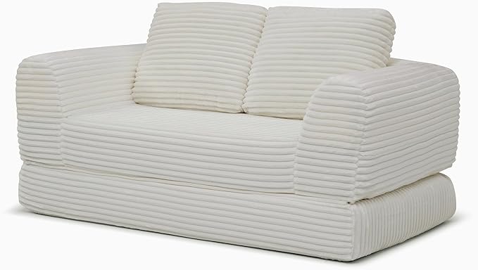 Foldable Boneless Love Seat Couches in a Box, Modern Floor Foam Sleeper Sofa Bed 2-in-1 Convertible Cloud Sofa for Home Apartments Bedroom