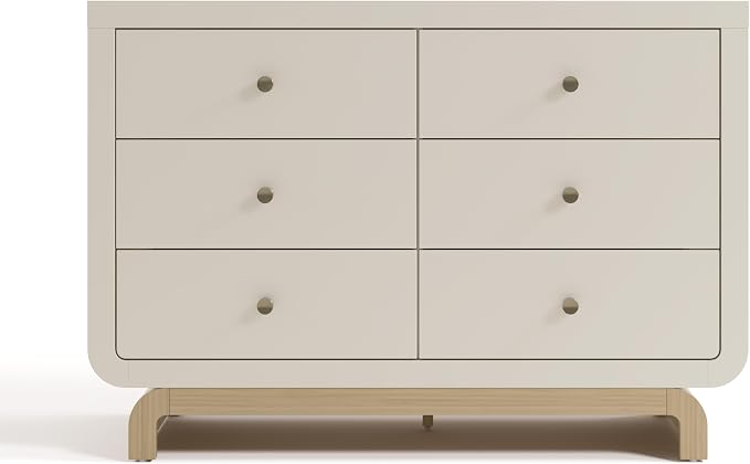 Storkcraft Santorini 6 Drawer Double Dresser (Frosted Oat with Driftwood) - GREENGUARD Gold Certified, Interlocking Drawer System, Dresser Drawer Organizer for Kids Bedroom - Image 9