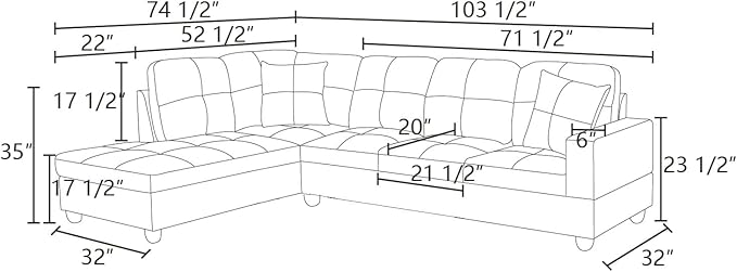 NicBex L Shaped Couch Sectional Couches for Living Room Morden Sofa Couch Upholstered Futon Sofa Bed with Chaise and Back Cushions for Reception Room and Apartment, Red and Black