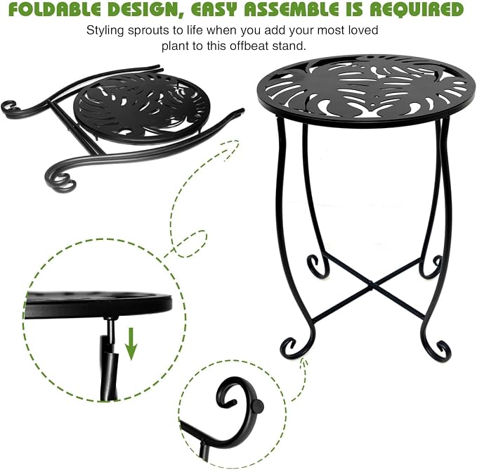 Small Side Tables for Small Space, 2 Pack Metal Outdoor Indoor Side Table, Weather Resistant Mini Metal Round Side Table Pool Chair Side Table for Patio Yard Porch Balcony Garden Bedside, Black - Image 7