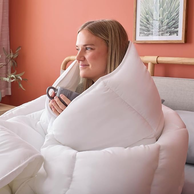 Linenspa White Down Alternative Comforter and Duvet Insert, for Twin Size Bed – All-Season Comforter with Box Stitch and 8 Duvet Loops – Bedding for Kids, Teens, and Adults