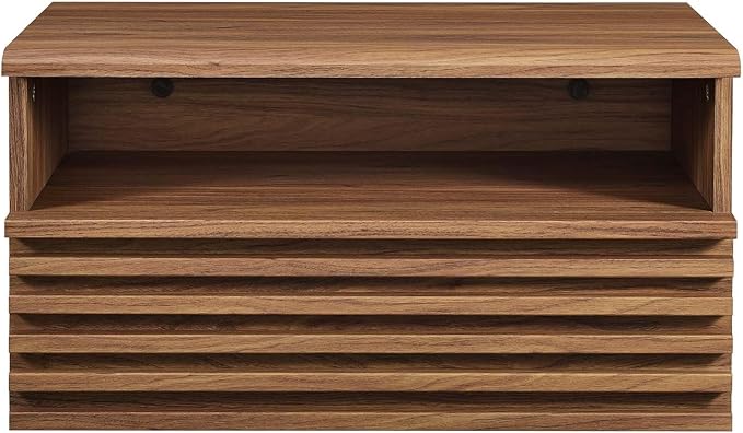Modway Render Mid-Century Modern, Wall-Mount Nightstand, Walnut - Image 5