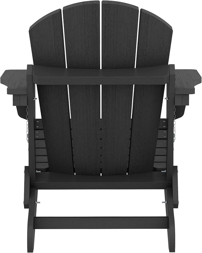 SERWALL Foldable Adirondack Chair Set of 4 for Patio Garden Outdoors Fire Pit-Black - Image 12