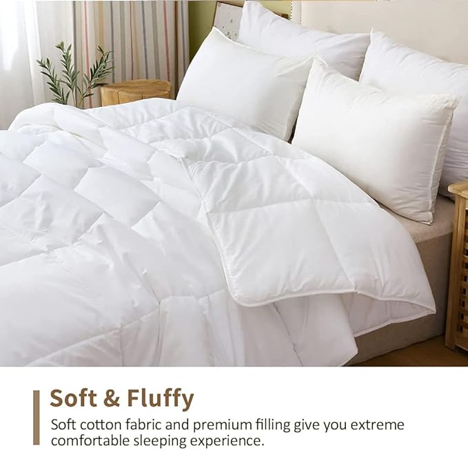 DWR 100% Cotton Fabric Covered Down Alternative Comforter| Lightweight, Twin (68x88)