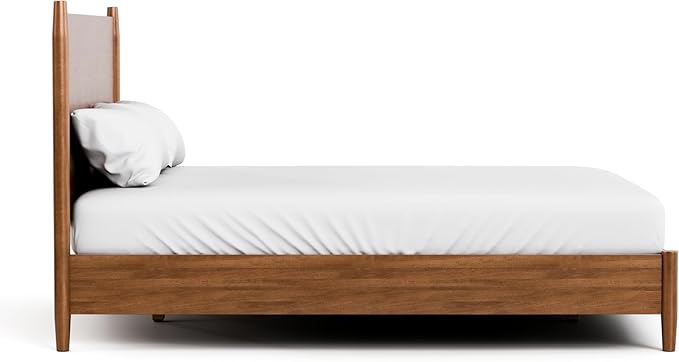 Furniture of America Wyatt Modern Solid Wood Bedroom Collection with Queen Bed Frame, Nightstands, Dresser with Mirror, Chest, No Box Spring Needed, Walnut, Standard Platform, 6-Piece Set