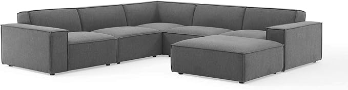 Modway Restore 6-Piece Upholstered Sectional Sofa in Charcoal