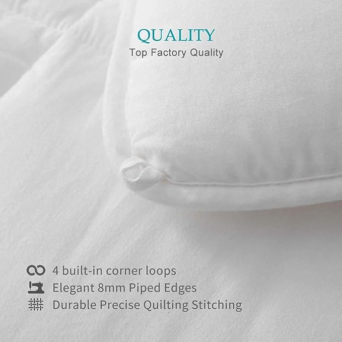 100% Cotton Cover Down Alternative Comforter Oversized Queen Size- Cloud Bed Duvet for All Season, Breathable White Comforter, Ultra-Soft Duvet Insert (98x98)