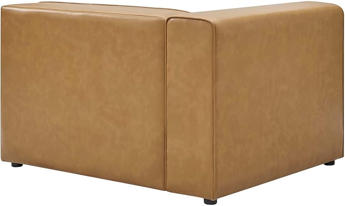 Modway Mingle Vegan Leather Sectional Sofa Left-Arm Chair in Tan