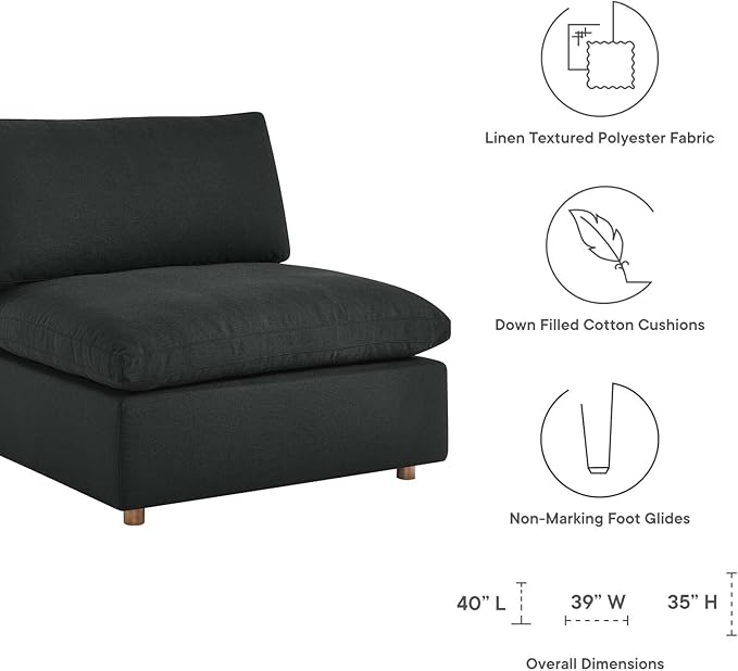 Modway Commix Down-Filled Overstuffed Upholstered 3-Seater Sofa