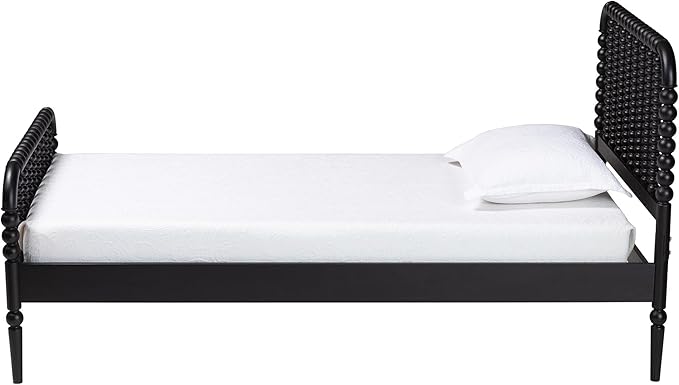 Baxton Studio Lucera Bobbin Wood Platform Bed, Full, Black