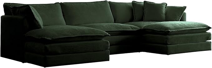 Luxury Modular Sectional Sofa with Ottoman, 111.5" Overstuffed U-Shaped Cloud Sofa, Premium Chenille Fabric Deep Seat Couch, Extra Wide Sectional for Living Room, Apartment & Office | Layer Cushions