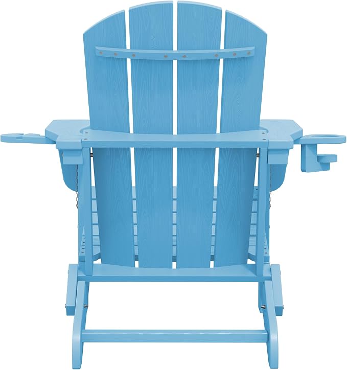 SERWALL Adirondack Chair with Cup Holders - Composite Adirondack Chairs HDPE Outdoor Chairs All Weather Use- Light Blue - Image 13