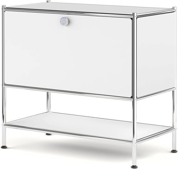 Metal Sidetable with Flap Door, 27.5" Height - DIY Modern Furnishing for Home, Office, Foyer, Bedroom - Night Stand, Book Shelf, Bookshelf, Cube Storage Organizer, Bedside Table (White) by SIMPLINK