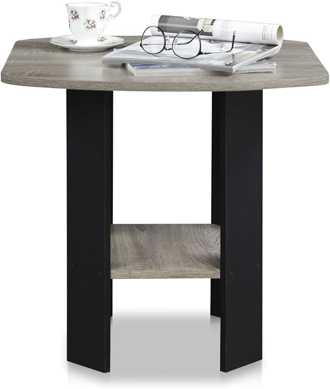 Furinno SIMPLE DESIGN Side Table, 2-Tier Modern End Table with Soft Edges, Open Shelves Night Stand, Bedside Table, for Living Room, Bedroom, French Oak - Image 5