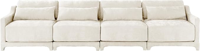 Ball & Cast 141.7" Modular Sofa Couch with Deep Seat Chenille Sofa and Wide Armrest, Modern Comfy 4-Seater Couch for Living Room, Office, Apartment, Easy to Assembly, Beige