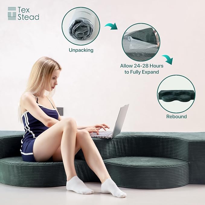 2-in-1 Folding Sofa Bed Floor Futon & Sleeping Mattress with Removable Washable Cover | Full Padded Fabric Adult-Sized Guest Bed for Bedroom, Living Room, Study, Apartment Green
