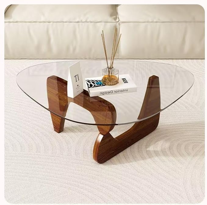 Modern Glass Coffee Table for Living Room, Small mid Century Coffee Table, Stylish Coffee Tables Suitable for Bedroom Living Room Reception Office Tables (Black+Transprent, Large45in)