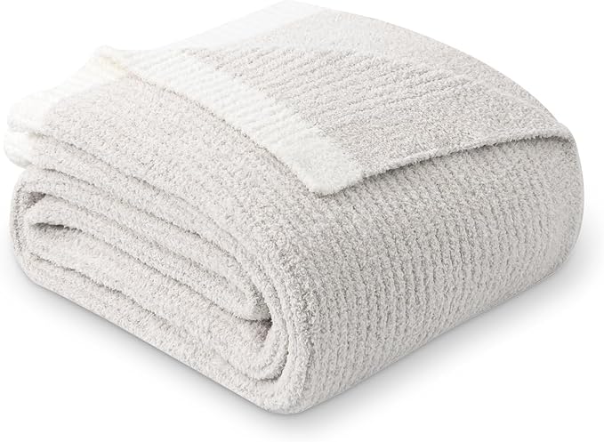 MH MYLUNE HOME Ultra Soft Ribbed Throw Blanket for Couch 60x80 Inches Luxurious Super Cozy Fluffy Microfiber Blanket Plush Warm Reversible Throw Blankets for Sofa Bed - Beige 60 x 80 Inches