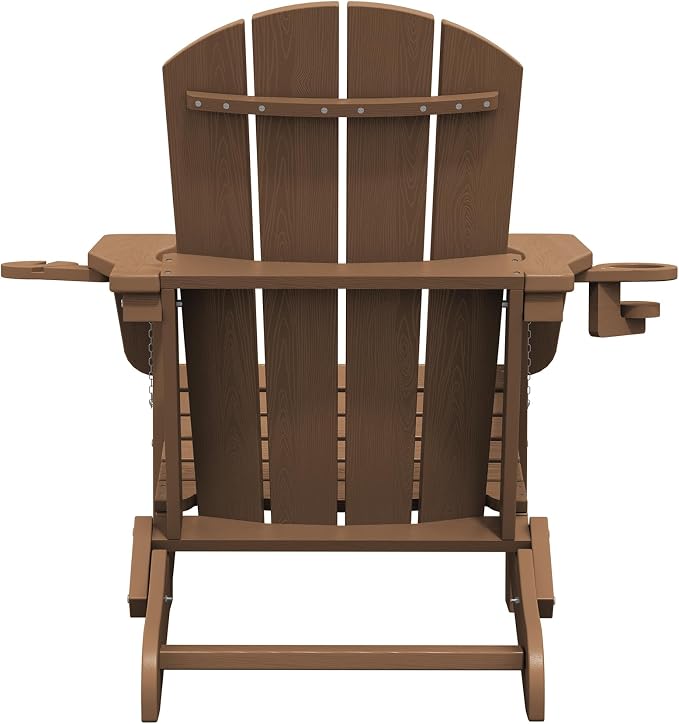 SERWALL Adirondack Chair with Cup Holders - Composite Adirondack Chairs HDPE Outdoor Chairs All Weather Use- Brown - Image 13