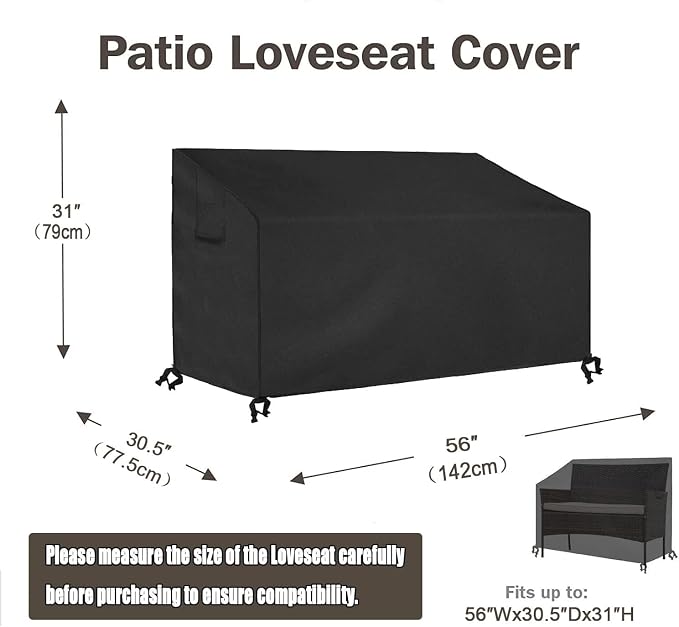 SIRUITON Patio Furniture Covers, Outdoor Furniture Cover Waterproof 4-Piece, Patio Furniture Set Covers, Heavy Duty Durable and Water Resistant Fabric (210D Polyester Oxford, Black) - Image 5