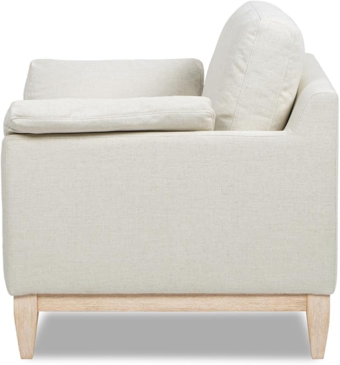 Jennifer Taylor Home Pasadena 36" Wide Modern Farmhouse Accent Arm Chair, Flax White Linen